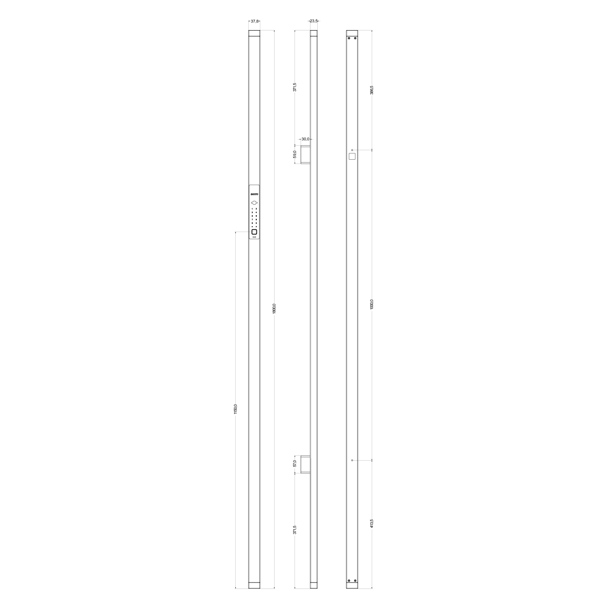 Электронный замок Sanyo D501 Tuya DM70 с WiFi, ручка скоба 1800 мм, черный 