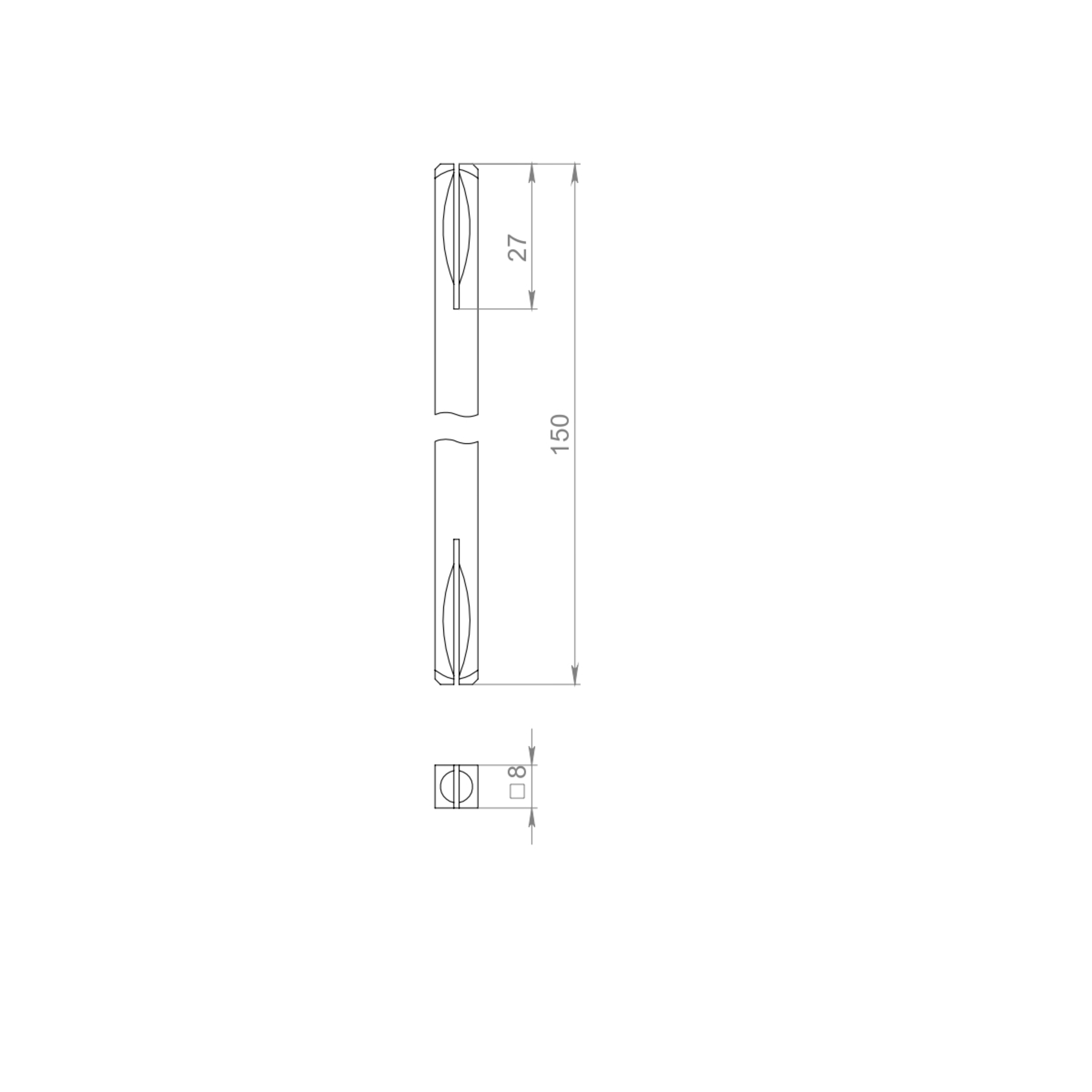 Квадрат для ручек Spindle 8х150 мм