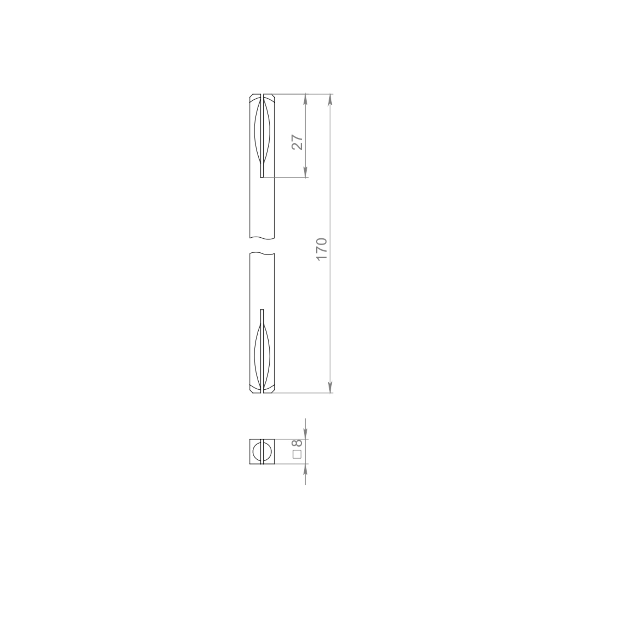 Квадрат для ручек Spindle 8х170 мм