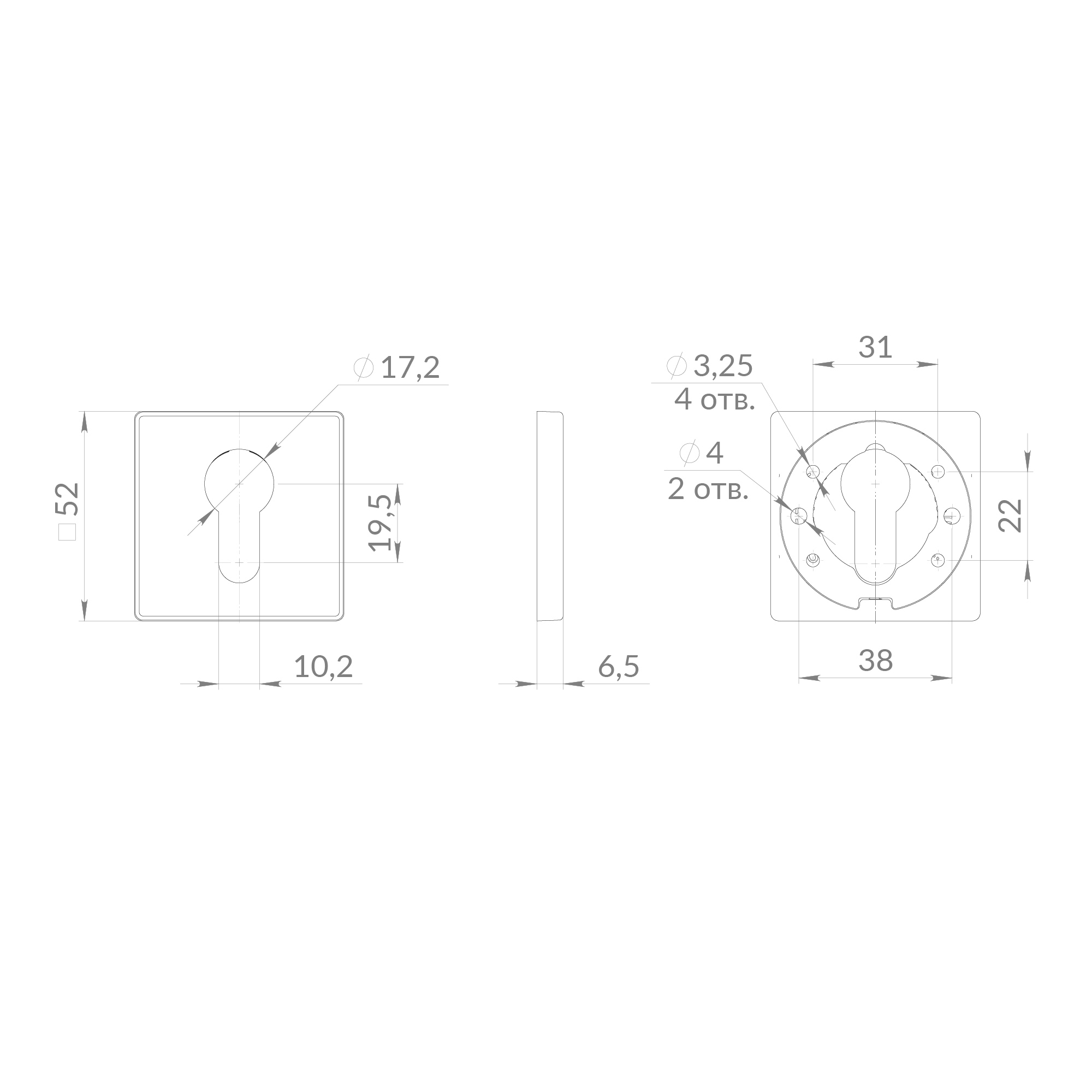 Накладка под цилиндр ET.K.EST.Q52 SSC-16 сатинированный хром