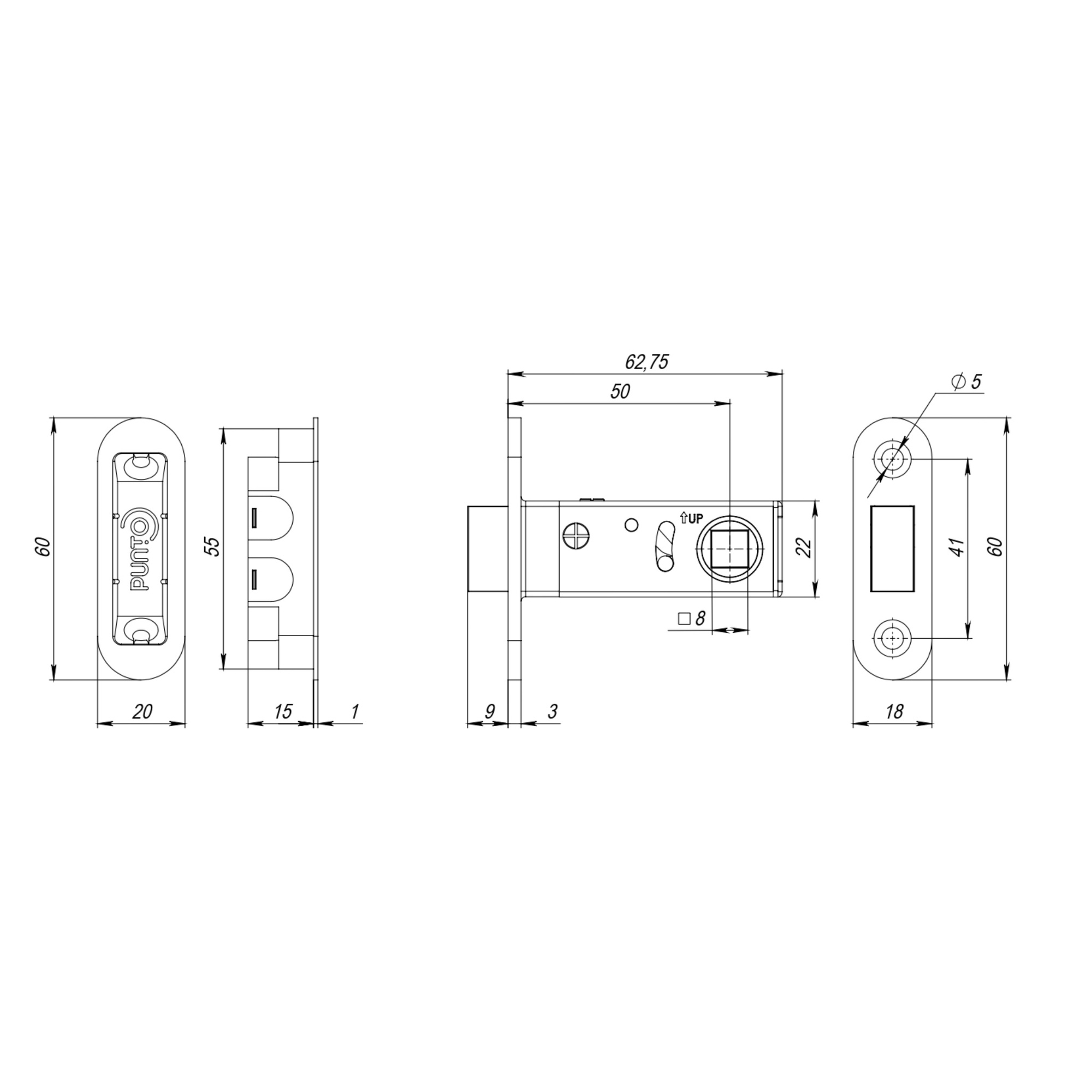 Защелка врезная магнитная ML50-8 SN-3 мат.никель
