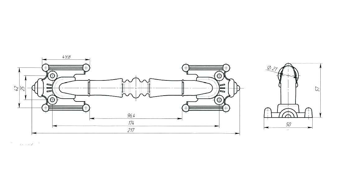 Ручка-скоба РС-1 (медь)