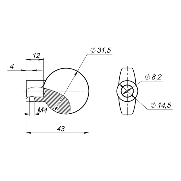 Вертушка на шток цилиндра T.Knob-D-PRO (CB-D-PRO) BL-24 черный (B2B)